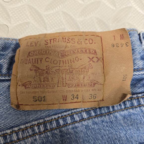Vintage Levi's 501 Jeans Men 34x36 (Actual 32x34.5) 90's 100% Cotton USA Grunge - Picture 5 of 14